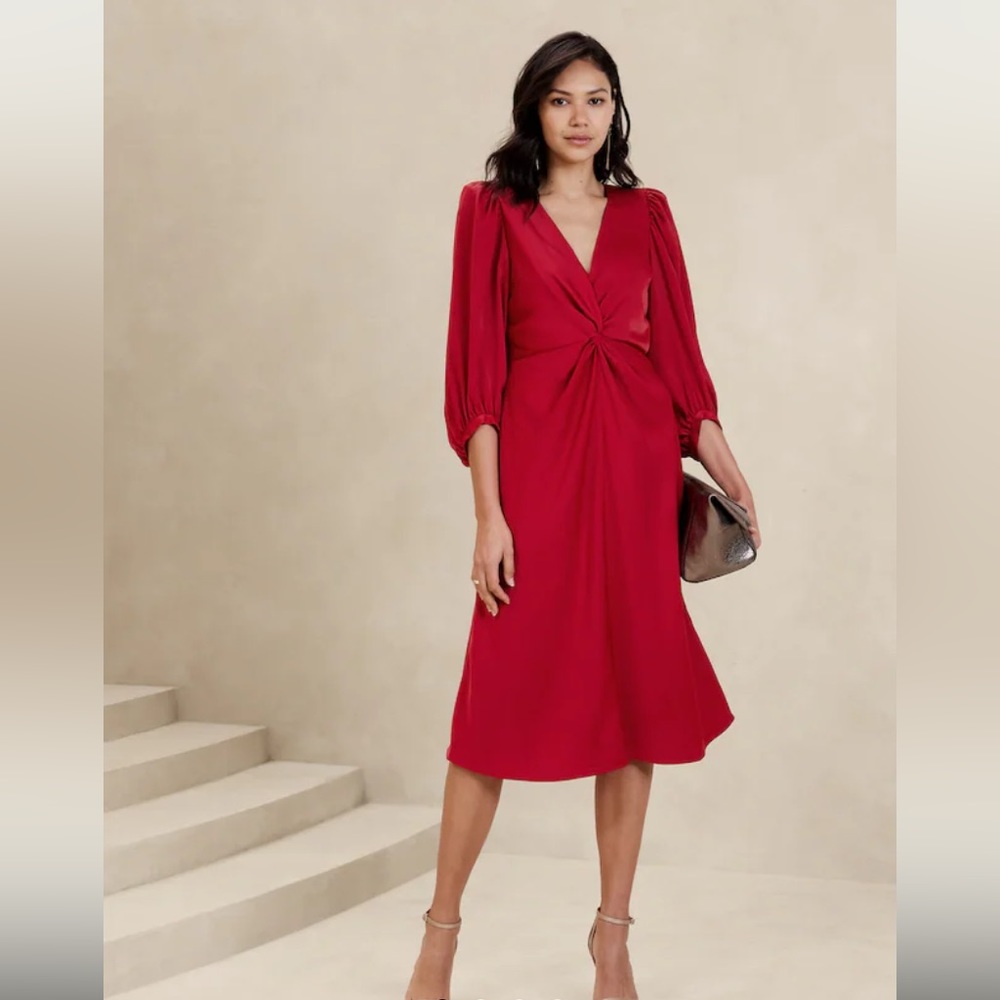 NWT Banana Republic Twist-Front Midi Dress